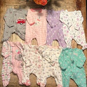 Lot of 8 Newborn Lightweight Pajamas